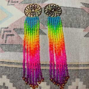 Neon Handmade Fringe earrings!